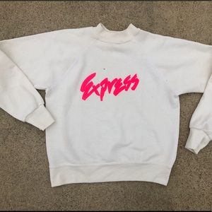 Vintage 90s sweater hot pink white size small